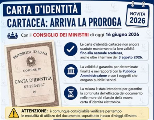 Carta d'identità cartacea: arriva la proroga della validità
